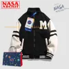 Nasa primavera e outono nova jaqueta de lã de cordeiro masculino jérsei de beisebol na moda academia casaco de gola larga larga