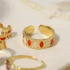 Clusterringen WILD FREE Trendy oranje emaille roestvrij staal voor vrouwen Chique prachtige verstelbare ring waterdichte sieraden