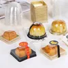 Confezione regalo 50 pezzi usa e getta rotondi tuorlo d'uovo croccante scatola per torta lunare quadrato in plastica mooncake scatole a cupola imballaggio dessert mousse vassoi contenitore