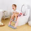 Assento cobre assento dobrável potty encosto cadeira de treinamento cinto de segurança passo fezes escada adequado para criança portátil toalete potty se 231016
