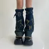 Damensocken Y2K Star Strap Denim Punk Cross Harajuku Covers Gothic Personalisierte Wadenstiefelmanschetten Socke