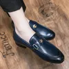 Chaussures habillées bleu hommes mocassins chaussures bout carré Slip-On hommes chaussures habillées affaires Zapatos Hombre Vestir taille 38-48 231017