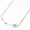 Chains Four-petal Flower With Adjust Sliding Necklace For 925 Sterling Silver Women Wedding Gift Diy Europe Jewelry