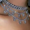 Iced Out Anhänger Halsketten Tier Schmetterling Halsband Modeschmuck für Frauen Hip Hop Halskette Valentinstag Gift265S