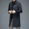 Wollmischungen für Herren, britischer Stil, elegante Herrenmäntel, Herbst-Winter, schwarz, grau, einreihig, Schafwollmischung, Overocat, Herren-Business-Outfits 231017