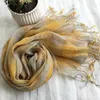 Lenços de linho amarelo grande lenço xadrez primavera e verão sol sombra férias de alta qualidade foulard xales