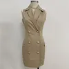 Nowa osobowość Najwyższa jakość Oryginalna sukienka dla kobiet w garniturze damska podwójna bez rękawów sukienki robocze 243n