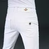 Men's Jeans 7 Styles 2022 New Men's White Slim Jeans Advanced Stretch Skinny Jeans Embroidery Decoration Denim Trousers Brand ClothesL231017