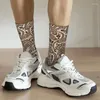 Men's Socks Kawaii Brown Paisley Floral Texture Dress Unisex Comfortable Warm 3D Printing Boho Bohemian Flowers Style Crew