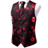 Men's Vests Hi-Tie Silk Mens Vest Tie Hanky Cufflinks Set Jacquard Floral Paisley Waistcoat Sleeveless Jacket Necktie for Male Wedding Work 231017