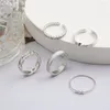 Cluster Ringen Modyle Koreaanse Mode Vintage Holle Ketting Set Voor Vrouwen Goud Zilver Kleur Geometrische Parel Ring Bruiloft Sieraden Geschenken