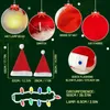 Beanie/Skull Caps Led Light-Up Christmas Hat Set Funny Flashing Red Santa Hat With Colored Bulb Necklace For Children Adult Xmas Party Supplies 231016