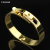 Fashion Women Cuff Shape Special Clasp Bracelets Bangle 316L Stainless Steel Nails Bangles Bracelet Yellow Gold With CZ293T