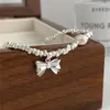 Braccialetti di collegamento coreano scintillante bowknot braccialetto di fascino braccialetto per donne ragazze fatti a mano perla regali di gioielli per feste Sl424