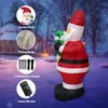 1pc Inflatable Santa Claus Hand Cane LED Light Up Air Mold Christmas Inflatable Welcome Air Mold, Height 120cm/47.24in, Built-in LED Light, Christmas Party Outdoor Decor