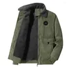 Mäns jackor Autumn Winter Corduroy Fleece Down Casual Tjocker Warm Parkas Coats Solid Fashion Outdoor Wear Jacket för hane