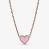 100% 925 Sterling Silver Pink Swirl Heart Collier Necklace Fashion Women Wedding Engagement Jewelry Accessories2339