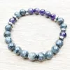 SN1023 Men armband Amethyst Black Labradorite Boho Armband Helande smycken Natur Yoga handled mala pärlor armband 216n