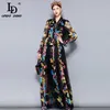 LD Linda della Runway Maxi Dress Plus Size Women's Long Sleeve Bow Collar Vintage Floral Print Chiffon Party Holiday Long Dre249n