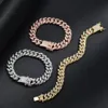 Cuban Link Chain Pulseira Mens Jóias Bling Hip Hop Gelado Diamante Ouro Prata Rapper Chains Mulheres Luxo Jóias Charme Bangle Street Rap Pulseira