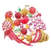 Broches de haute qualité en strass couleur oiseau, assiette de fruits pour femmes, fête animale, broche de Corsage de bureau, accessoire de vêtements à la mode