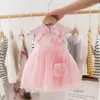 Robes de fille robe de bébé fille robe de princesse Cheongsam pour enfants petit été Pengpeng gaze à manches courtes Hanfu