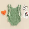 Rompers Born Baby Girl Summer Jumpsuit Sleeveless Round Neck Lace Ruffled Bow Romper Leaves Clothes