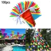 Party Decoration 50m 100 Flags Multicolored Triangle Bunting Banner Pennant Festival Outdoor Garland Holiday