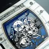 크로노 그래프 티타늄 시계 RM 손목 시계 레이싱 머신 시계 RM61-01 기계 흰색 NTPT 럭셔리 3OT로 변경되었습니다.