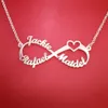 Stainless Steel Heart Charms Custom Name Necklace Personalized Rose Gold Silver Infinity Pendant Friendship Gift Jewelry BFF199E