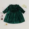 ガールドレスプドココキッズクリスマスドレスソリッドカラー長袖ベルベット幼児の赤ちゃんの春の服6m-4tのためのパーティー