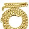 Tunga mäns 24k Real Yellow Solid Gold GF Necklace Armband Set Solid Curb Chain Jewelry Set Classics236s