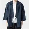 Mäns avslappnade skjortor traditionella bomullslinnor skjorta jackor män kinesiska streetwear coat cardigan japansk kimono garmen