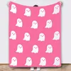 Filtar Pink Halloween Ghost Filt Flanell Double Sided Fluffy Soft Casual Sofa TV Throw Plush Cover 231017