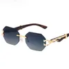 Sunglasses Small Octagon Rimless Men Women Vintage Frameless Sun Glasses For Male 2023 Leopard Eyewear Shades UV400