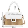 Cross Body Straw Beach Bag for Summer Pleated Handle Luxury Designer Bag Color Crossbody Purse and Handbag Lady Bolsosstylisheendibags