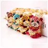 Portachiavi Portachiavi Creativo Simpatico strass Cartone animato Panda Portachiavi Sichuan Nt Ciondolo in metallo Animale Piccolo regalo Consegna di goccia Gioielli D Dhpil