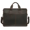 BROCTHUSES HERRENS PREOTCAFE VINTAGE CRAZY HORSE LEATHER LAPTOP BAG BUSINESS Guine 15.6 "Axelhandväska