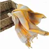 Шарфы Льняной желтый большой клетчатый шарф Весенне-летний солнцезащитный козырек для отпуска Высококачественные платки-платки