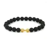 Bracelets de charme Fitness Barbell Noir Onyx Mat Pierre Perles Mode Haltère Femmes Hommes Cadeau 2023 Mujer Pulseras