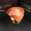 حلقات الكتلة Lycoon EST Cut Opals Jewelry Ring for Women Stainsal Steel Plate Gold-Color Big Stone Luxutry Rings1296V