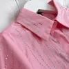 marque designer bébé chemise mode rayé diamant chaud décoration enfants revers haut taille 90-150 cm belle rose enfant blouses Sep01