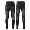 High Qualit yAmirs Men Denim Designer Jeans Embroidery Pants Fashion Holes Trouser US Size 28-40 Hip Hop Distressed Zipper trousers For Male