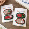 2Pcs/Set Cartoon Knitted Oval Hair Clips Woolen Knitting Barrettes Handmade Crochet Hairpins Christmas Series Hair Accessories