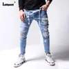 Jeans da uomo Taglie forti Uomo Pantaloni Demin sexy 2023 Primavera Cargo Maschio Tasche con cerniera Pantaloni Patchwork Foro Strappato Pantaloni Hip Hop