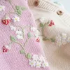 Cardigan Cardigan pour filles veste tricotée brodé à la main fraise florale automne bébé pull vêtements pour enfants manteau pour enfants 231017