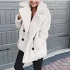 Womens Fur Coat Winter Thick Warm Teddy Woman Lapel Long Sleeve Fluffy Hairy Fake Jackets Female Button Pockets Plus Size Overcoat 231017
