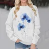 Women's Hoodies 2023 Women Hooded Less Pullover Sweatshirt Sports Casual Loose Top Flower Printing Autumn Winter Female Streetwear