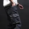 Jeans da uomo Idopy Jeans cargo da uomo Hip Hop Street Style Loose Fit Multi tasche Pantaloni denim taglie forti Pantaloni a vita bassa 29-42 231013