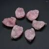 Pendant Necklaces Natural Pink Druzy Agates Pendants Charms Irregular Stone DIY For Necklace Or Jewelry Making 20x25-23x30mm